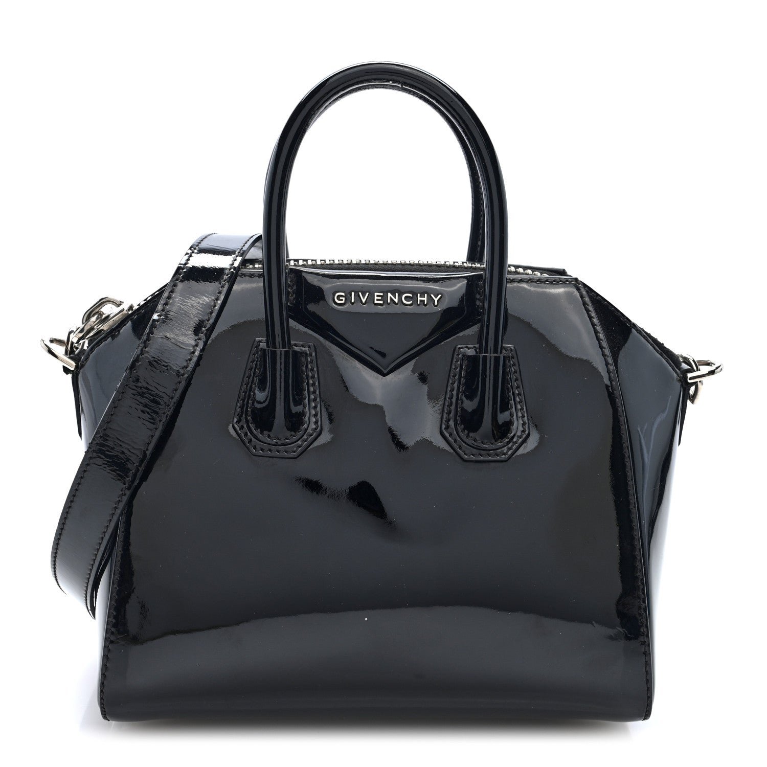 Givenchy Patent Calfskin Mini Antigona Black Black