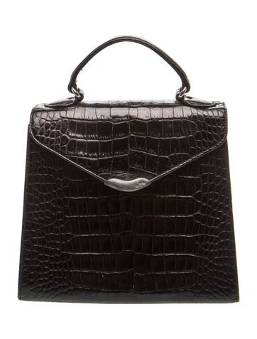 Embossed Leather Top Handle Bag