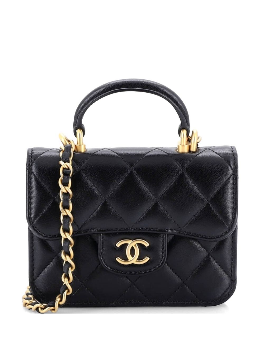 Top Handle Flap Coin Purse with Chain Quilted Lambskin crossbody bag