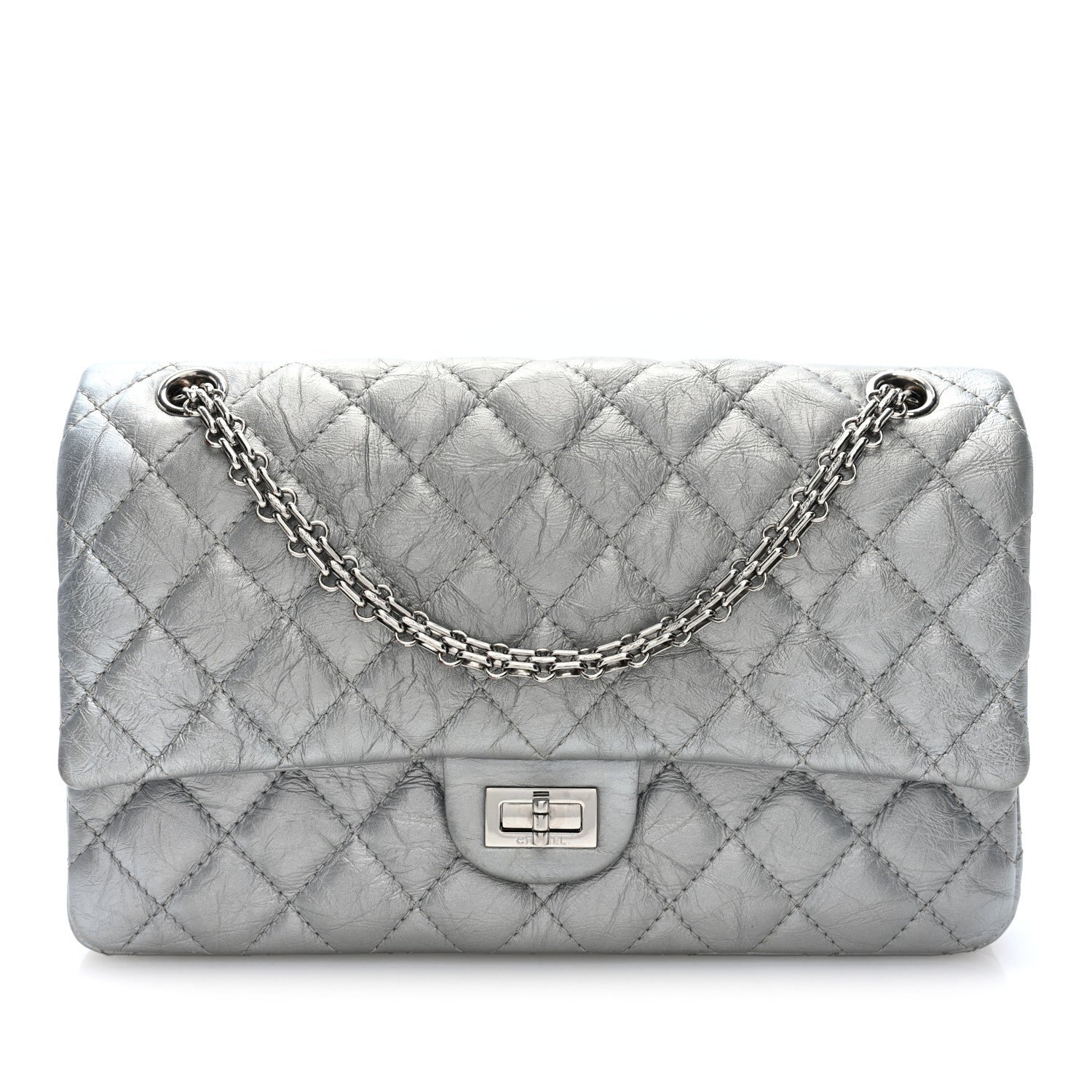 Chanel Metallic Lambskin Quilted 2.55 Reissue 226 Flap Silver