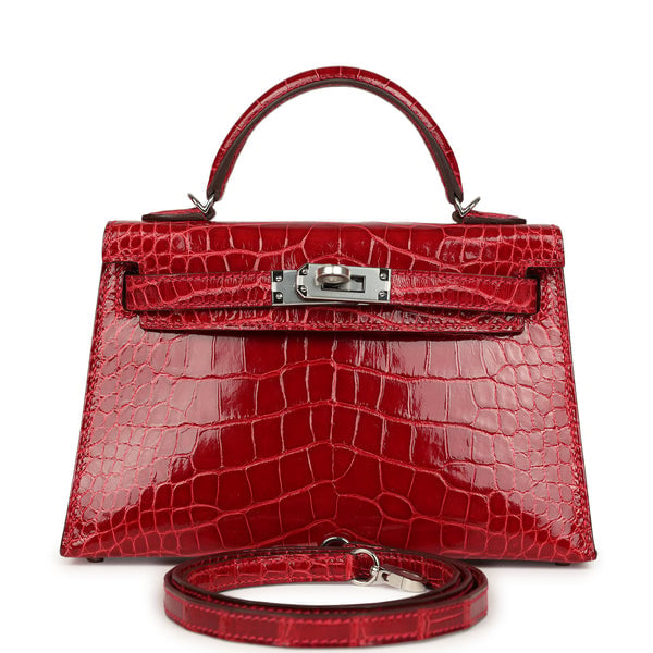 Hermes Hermes Kelly Sellier 20 Braise Shiny Alligator Palladium Hardware