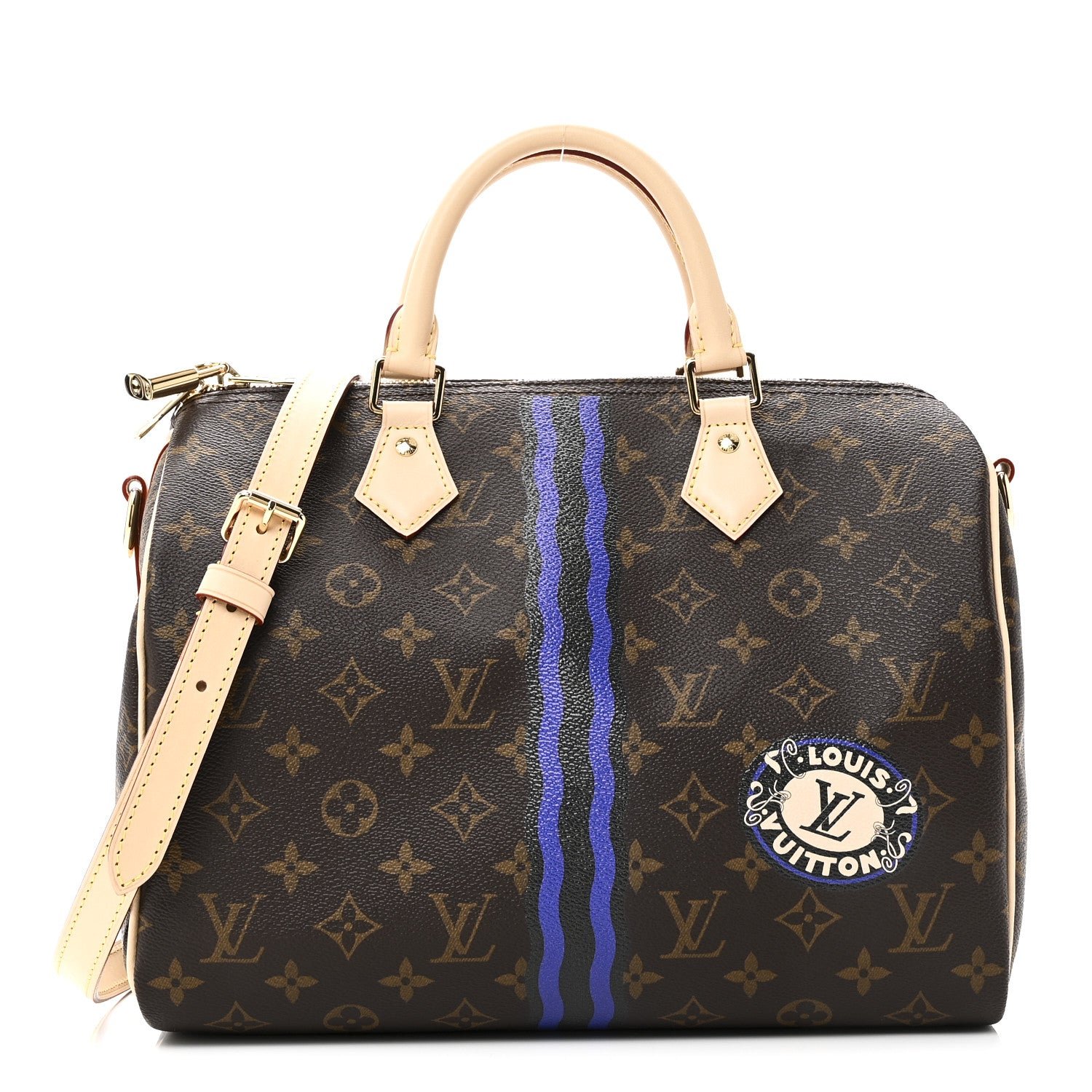 Louis Vuitton Mon Monogram Speedy Bandouliere 30 Indigo Blue Khaki