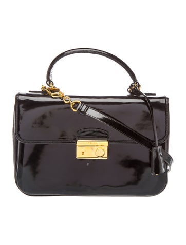 Enameled Metal Triangle Top Handle Bag