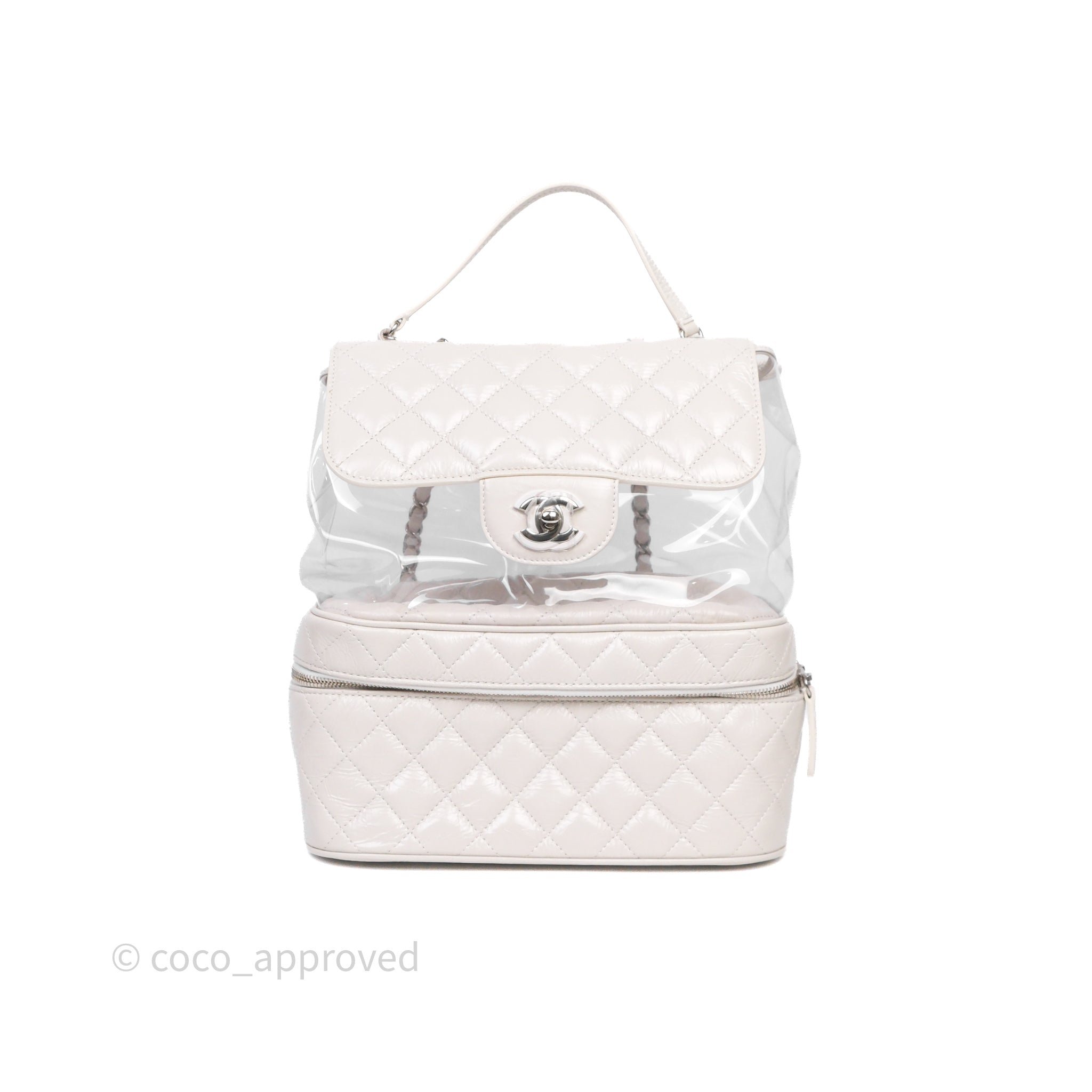 Chanel Quilted Crossbody Bag White Crumpled Calfskin PVC