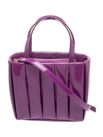 Themoire Patent Leather Top Handle Bag