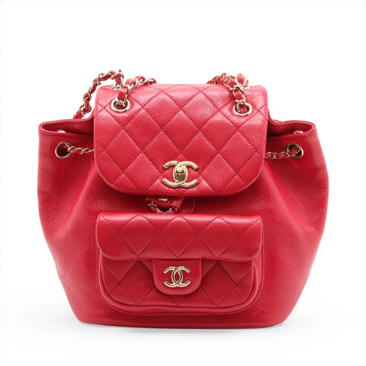 Chanel Matelasse Leather Chain Backpack Pink Gold Metal Fittings random plate AS