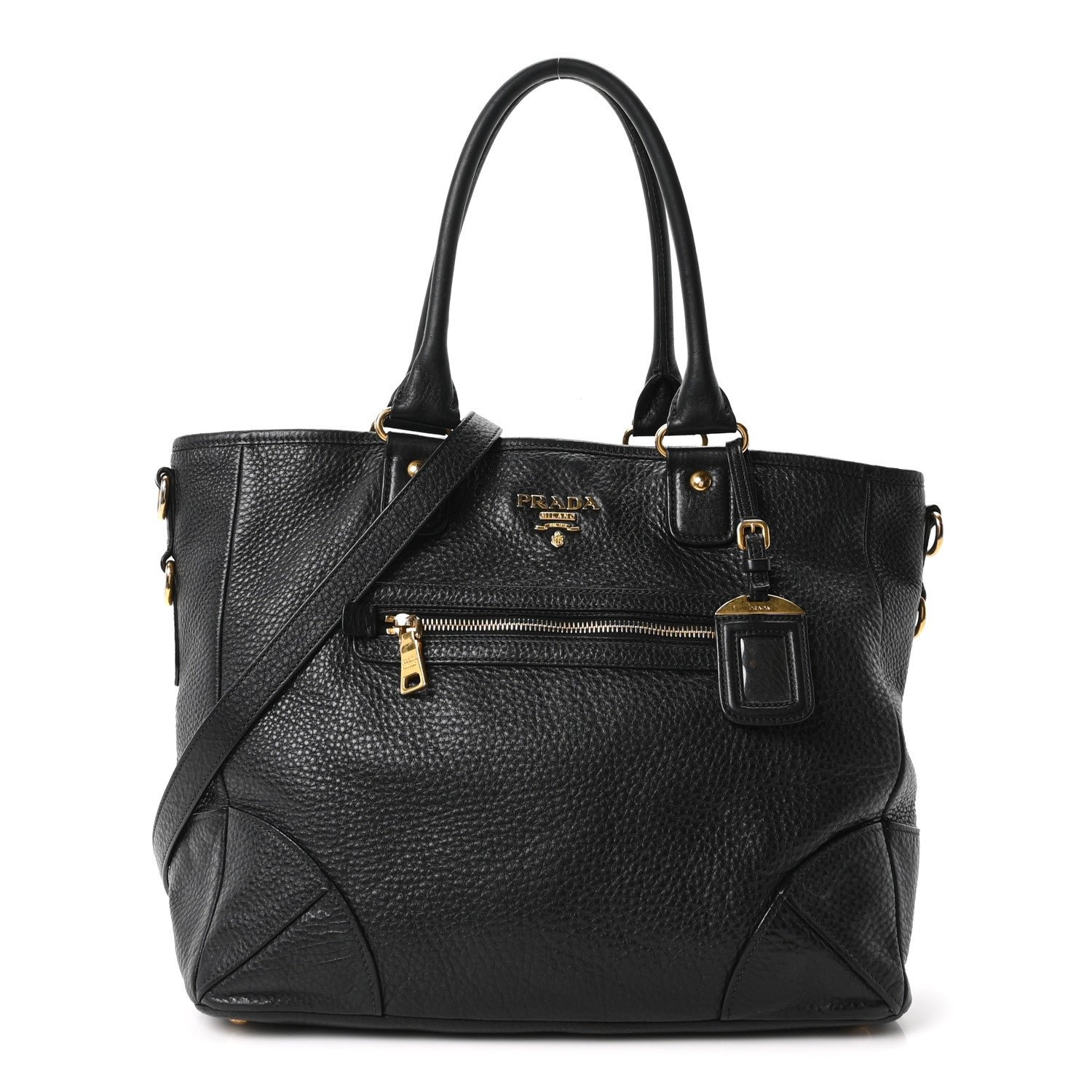Prada Vitello Daino Tote Black
