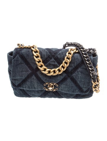 Large Denim 19 Flap Bag