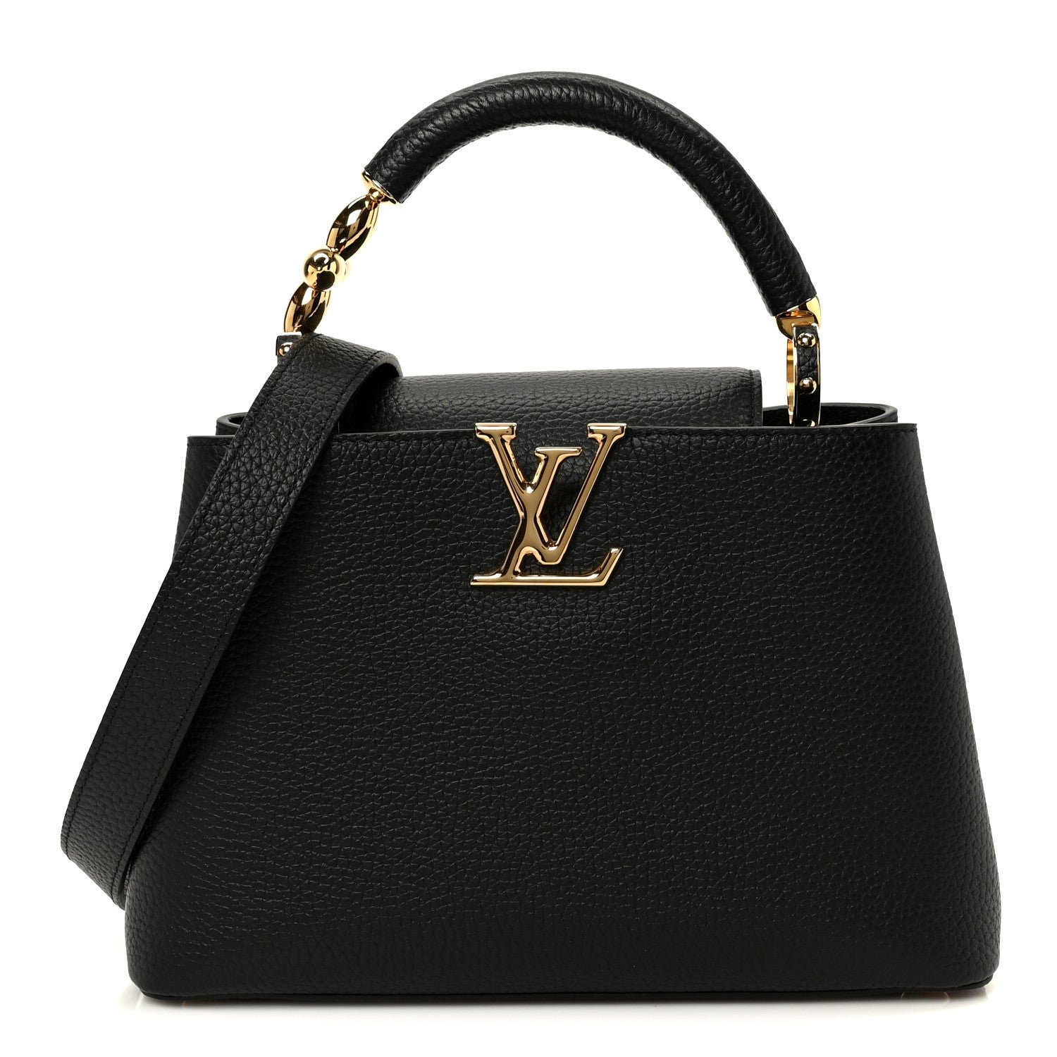 Louis Vuitton Taurillon Embellished Flower Handle Capucines BB  Black