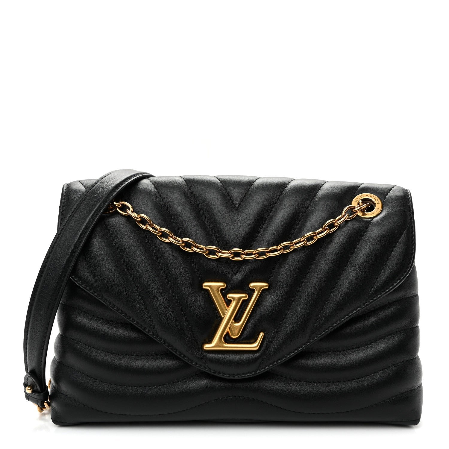 Louis Vuitton Calfskin LV New Wave Chain Bag GM Black