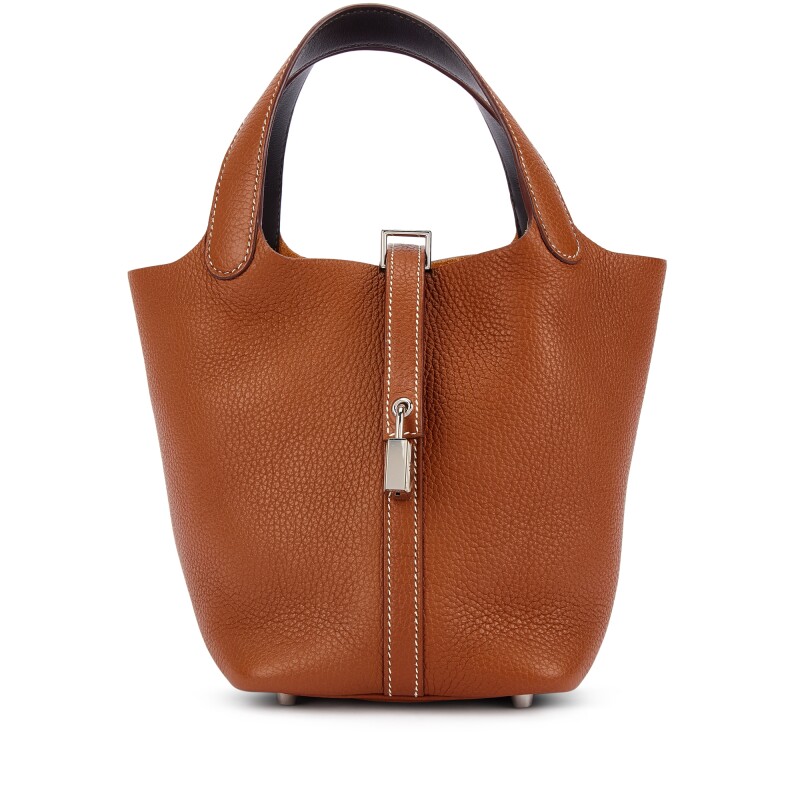 Hermes Gold Togo and Ebene Swift Picotin Lock 18 Palladium Hardware, 2020