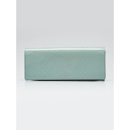 Gucci Light Green Guccissima Patent Leather Broadway Clutch Bag