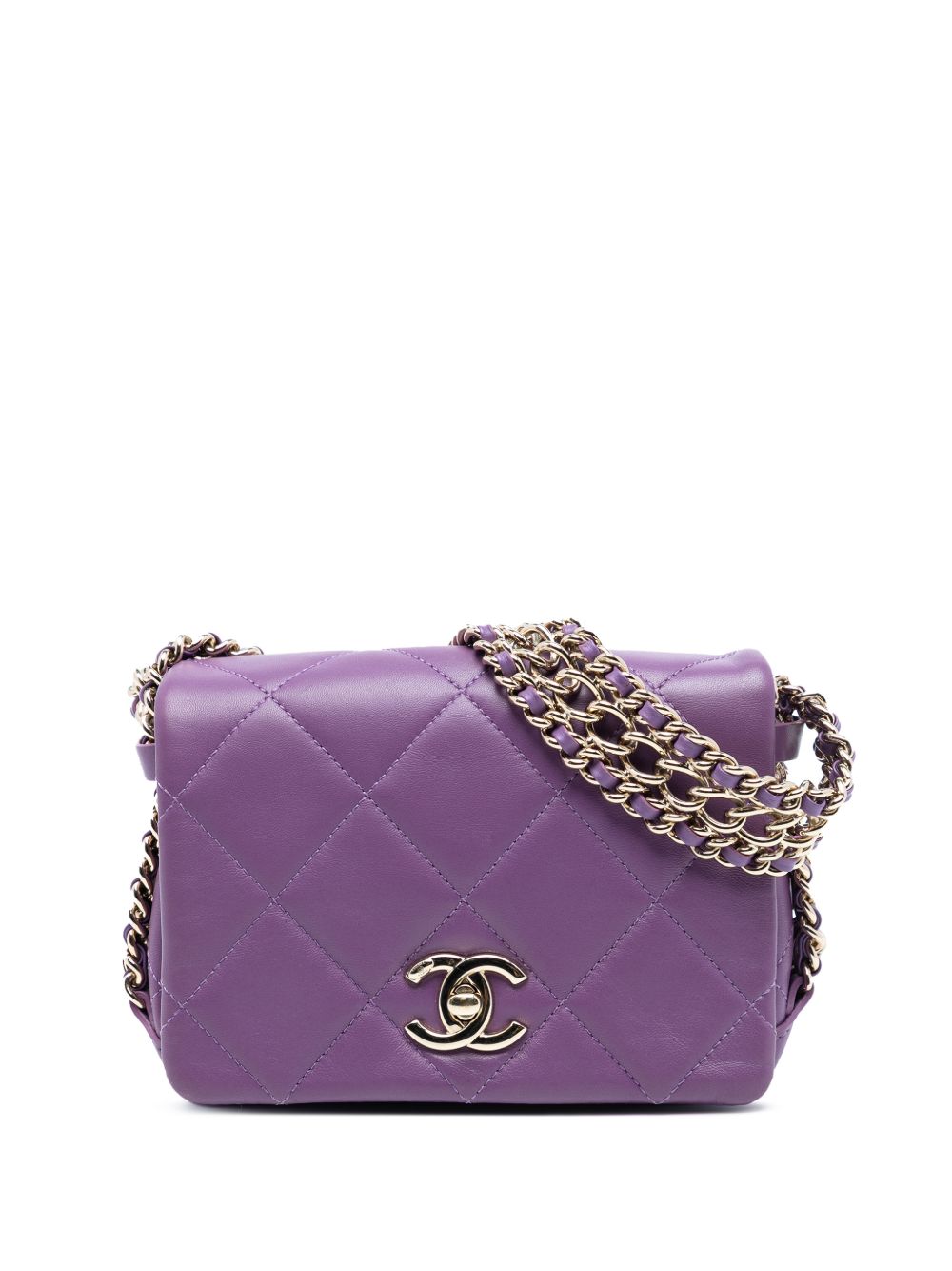 2021-2025 Mini Lambskin Triple Chain Full Flap shoulder bag