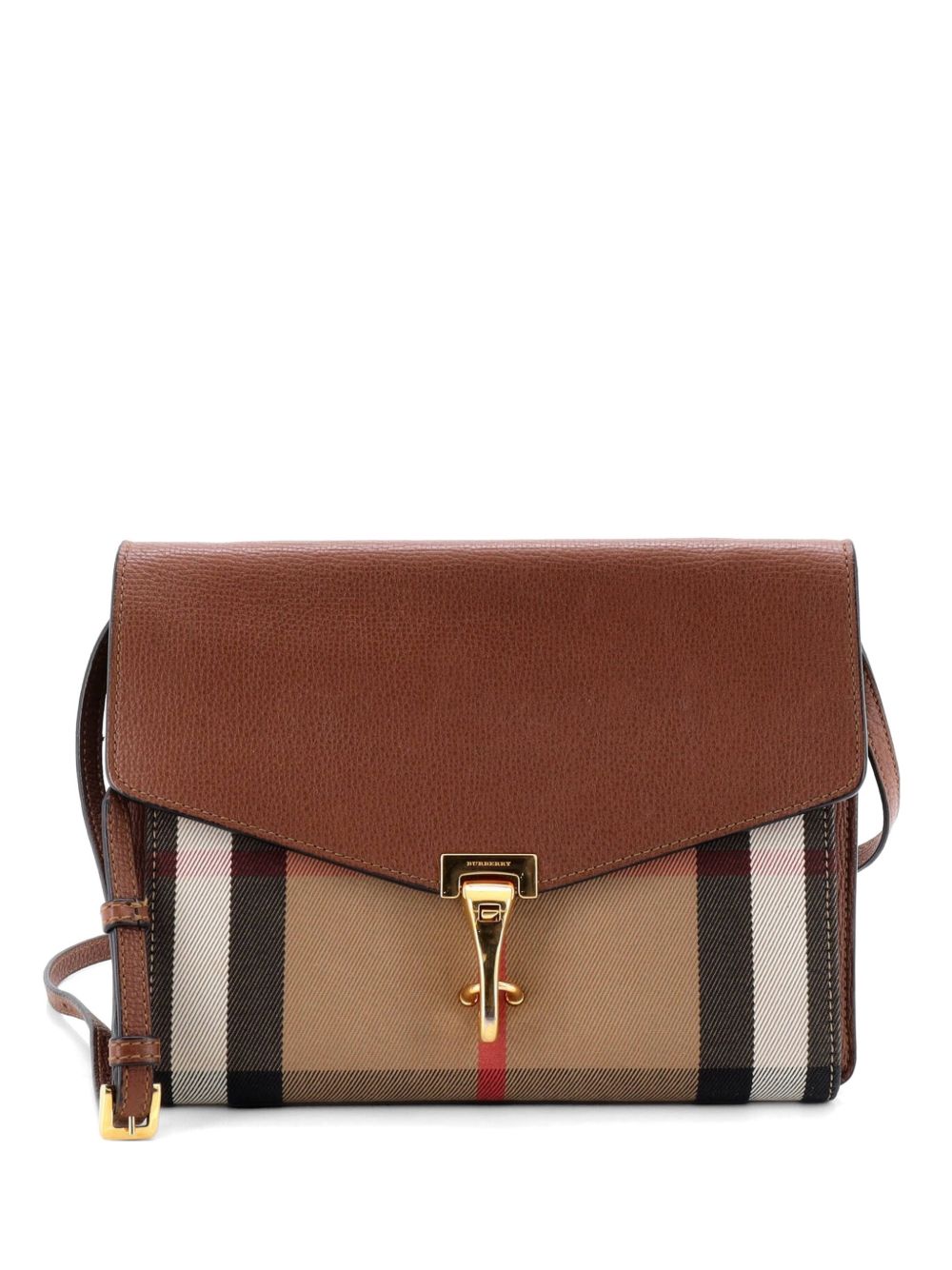 Burberry Macken Leather and House Check Canvas Small crossbody bag