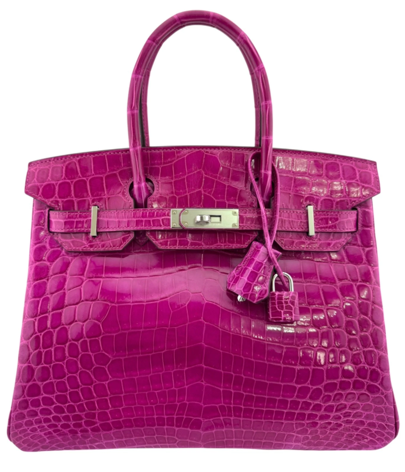 Hermes Rose Scheherazade Niloticus Crocodile Birkin 30 Palladium Hardware, 2013