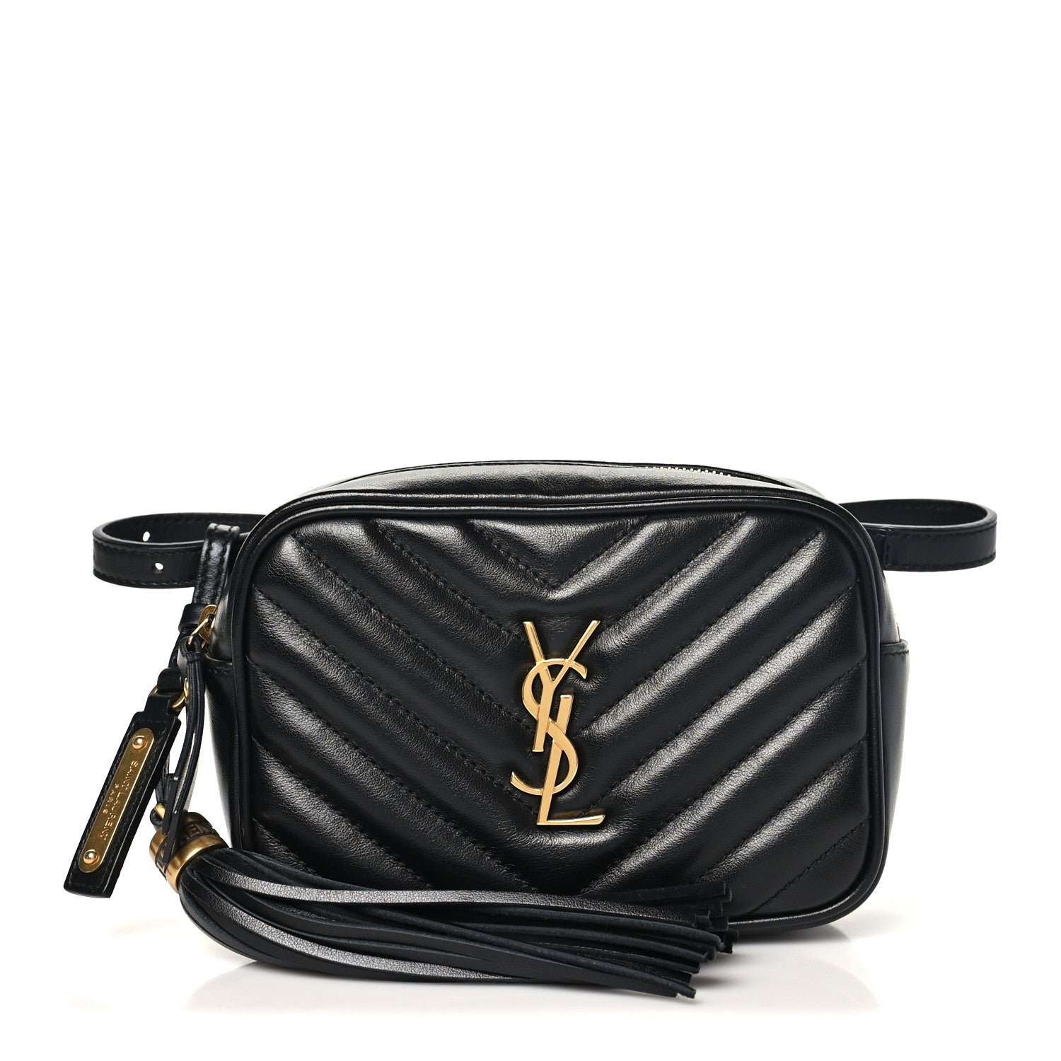 Saint Laurent Calfskin Matelasse Monogram Lou Belt Bag Black