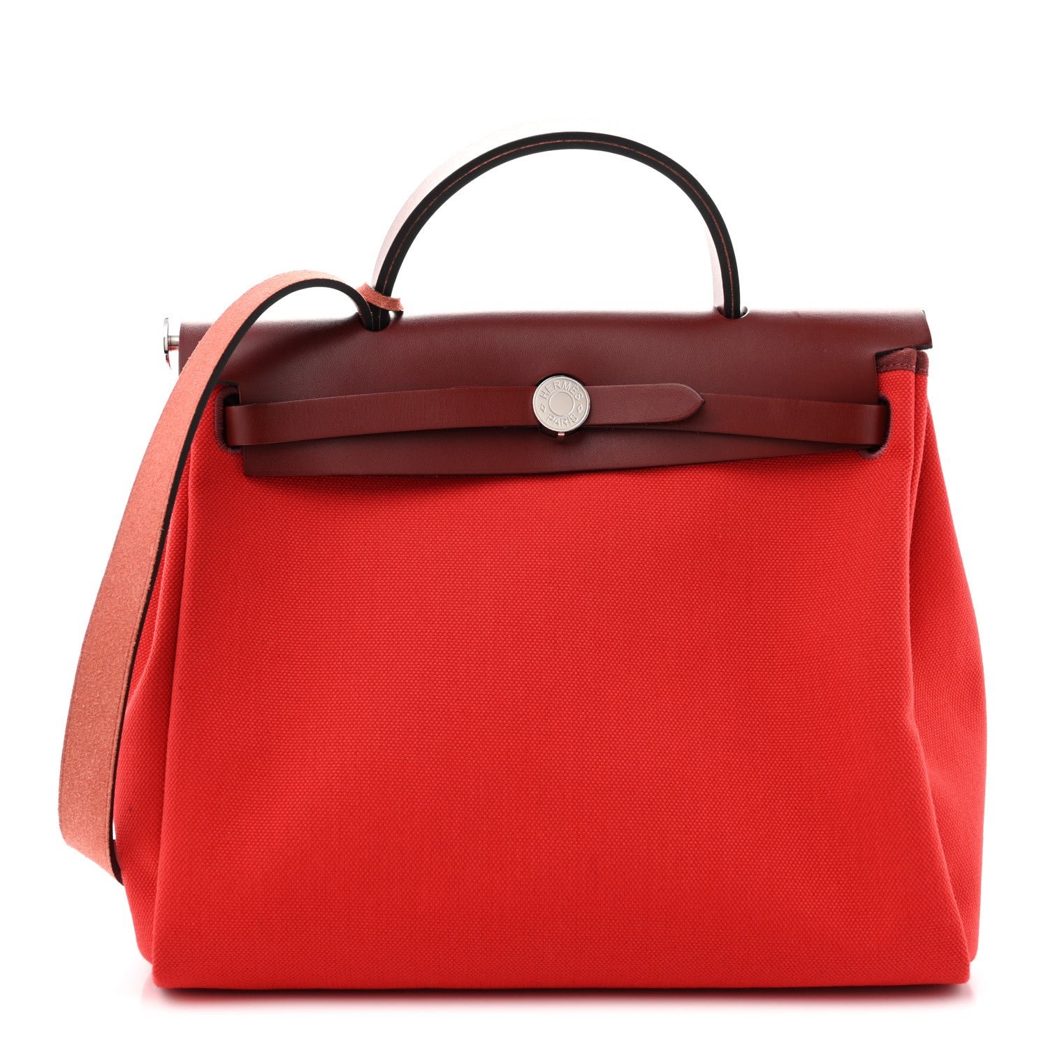Hermes Military Toile Vache Hunter Herbag Zip Retourne 31 PM Rouge Radieux Rouge H