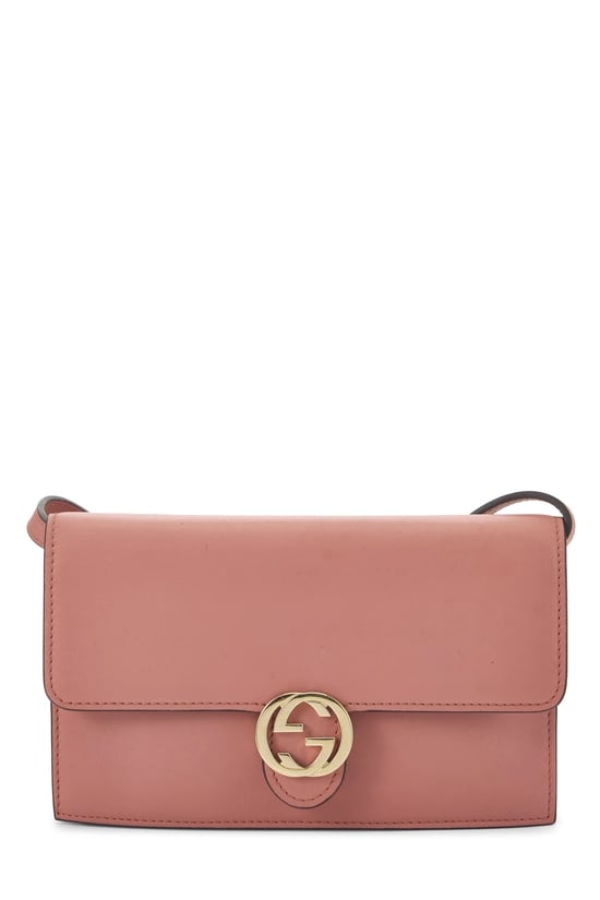 Pink Leather Interlocking Wallet On Chain (WOC)