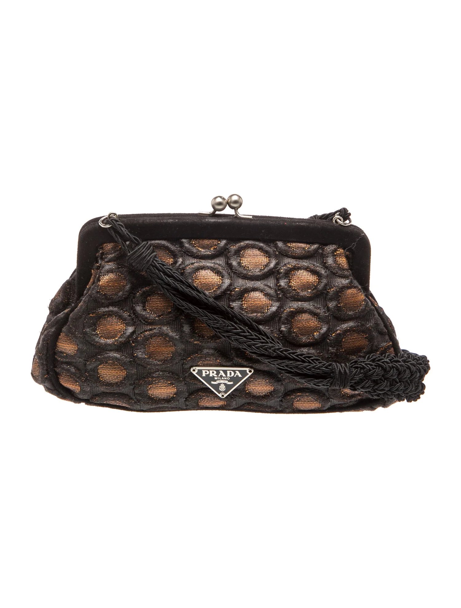 Enameled Metal Triangle Vintage Jacquard Raso Frame bag