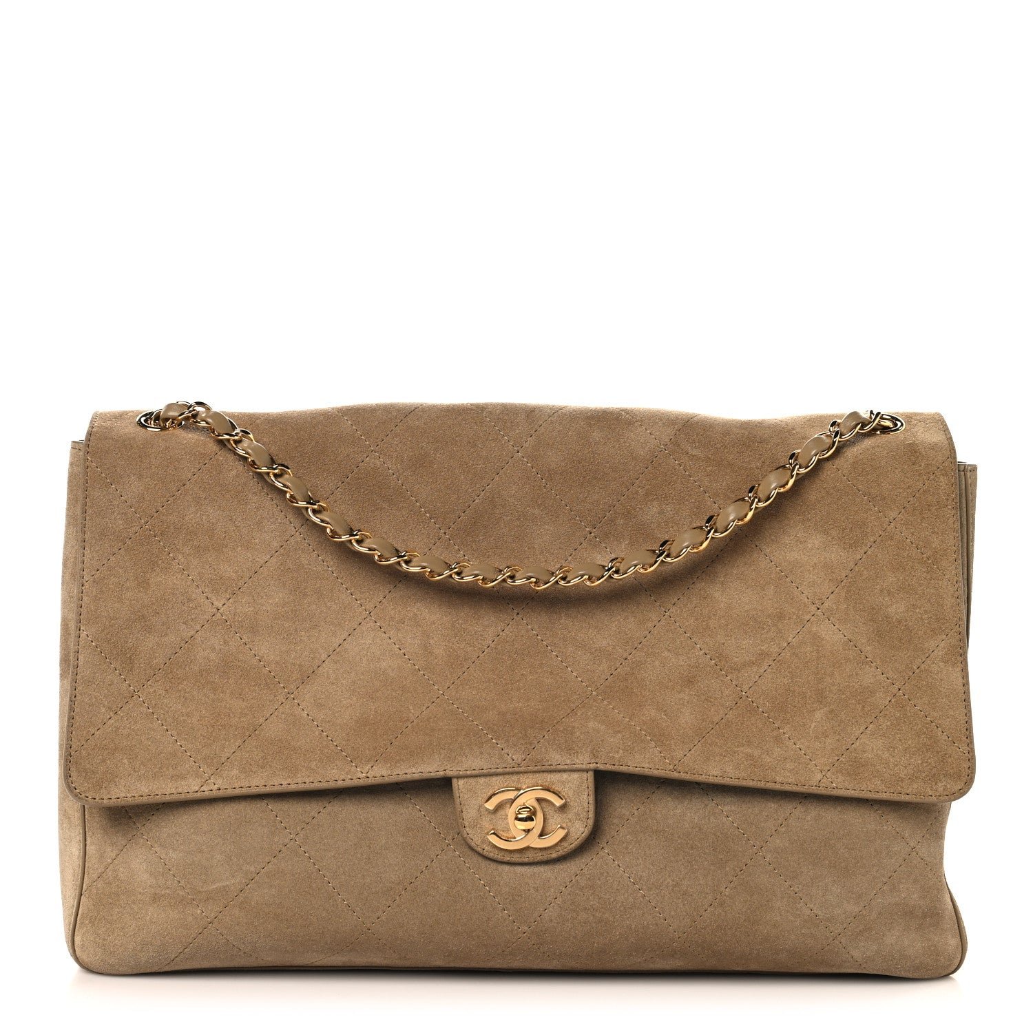 Chanel Suede Calfskin Souplissimo Maxi Flap Dark Beige