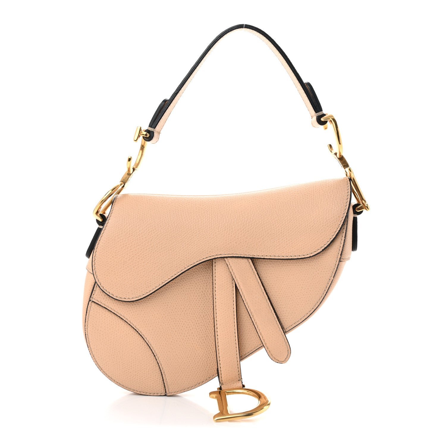 Christian Dior Grained Calfskin Mini Saddle Bag Beige