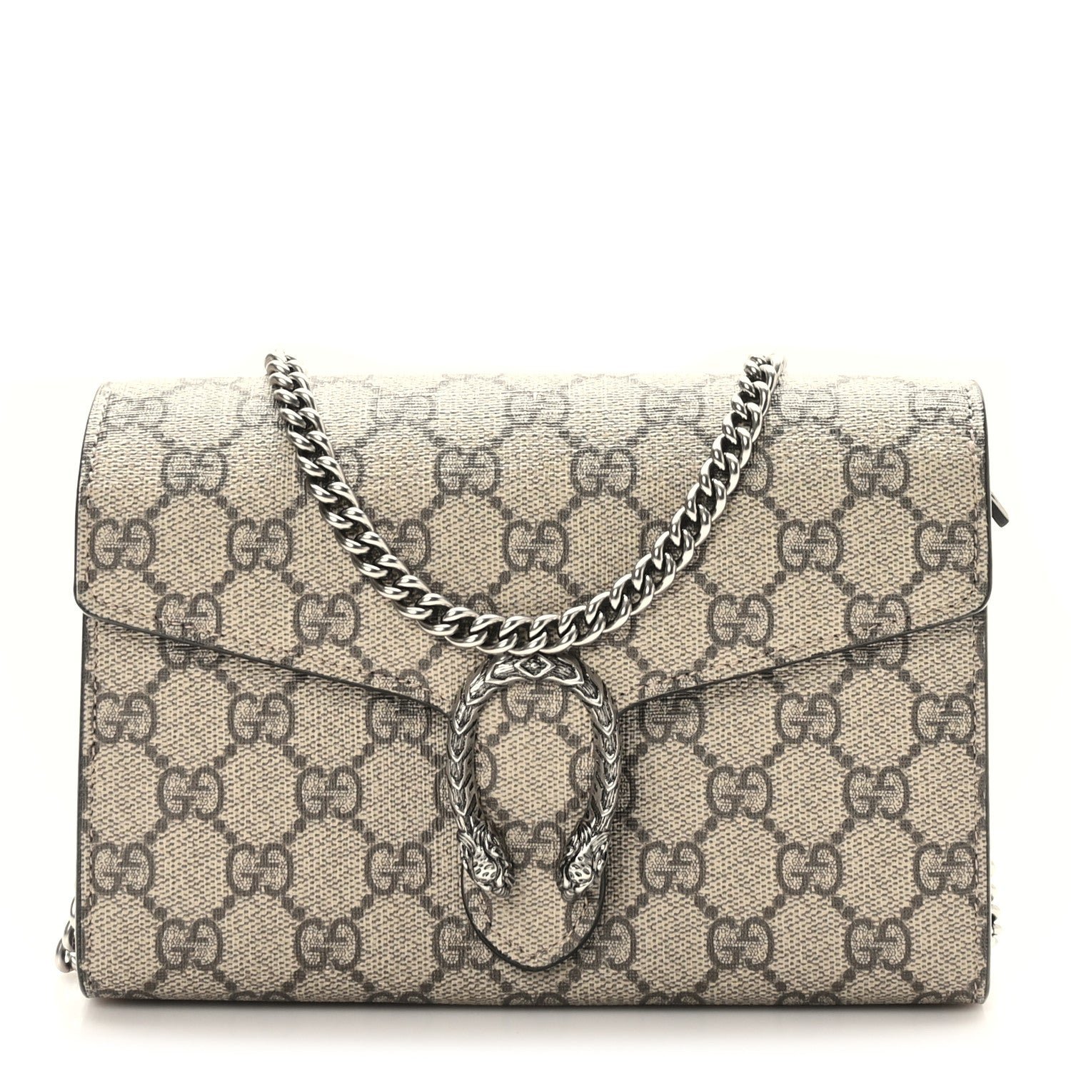 Gucci GG Supreme Monogram Mini Dionysus Chain Wallet Beige Taupe