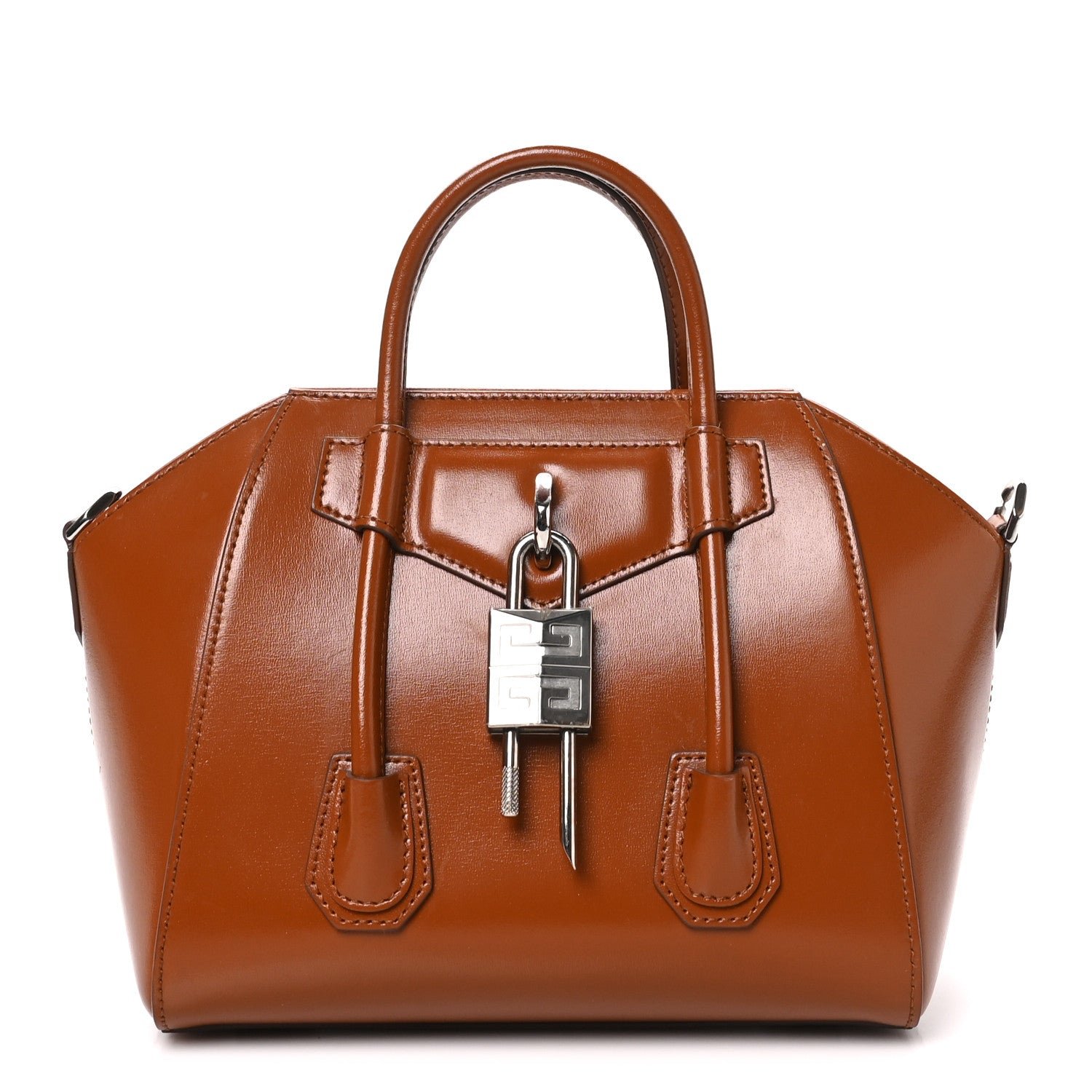 Givenchy Box Calfskin Mini Lock Antigona Shoulder Bag Beige Chestnut