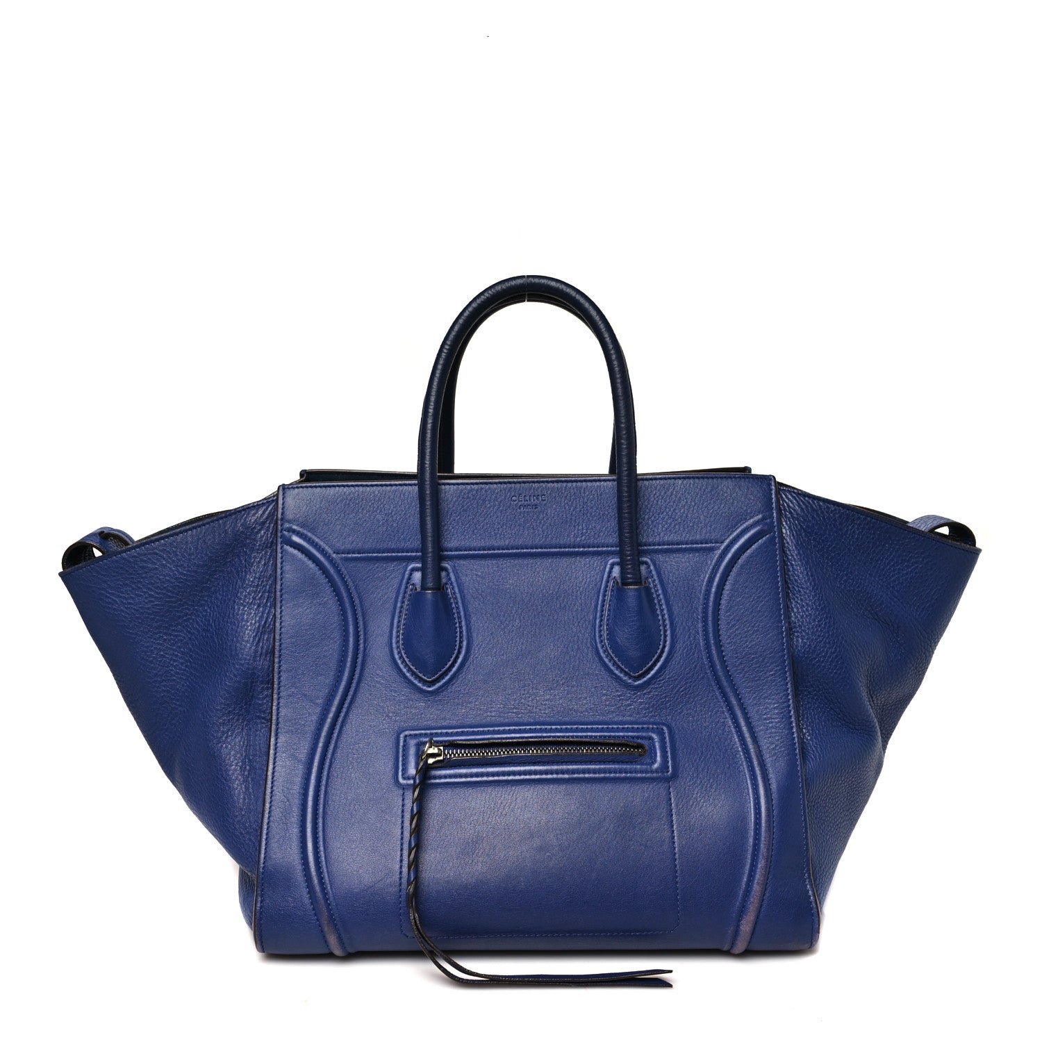 Celine Celine Grained Calfskin Medium Phantom Luggage Indigo