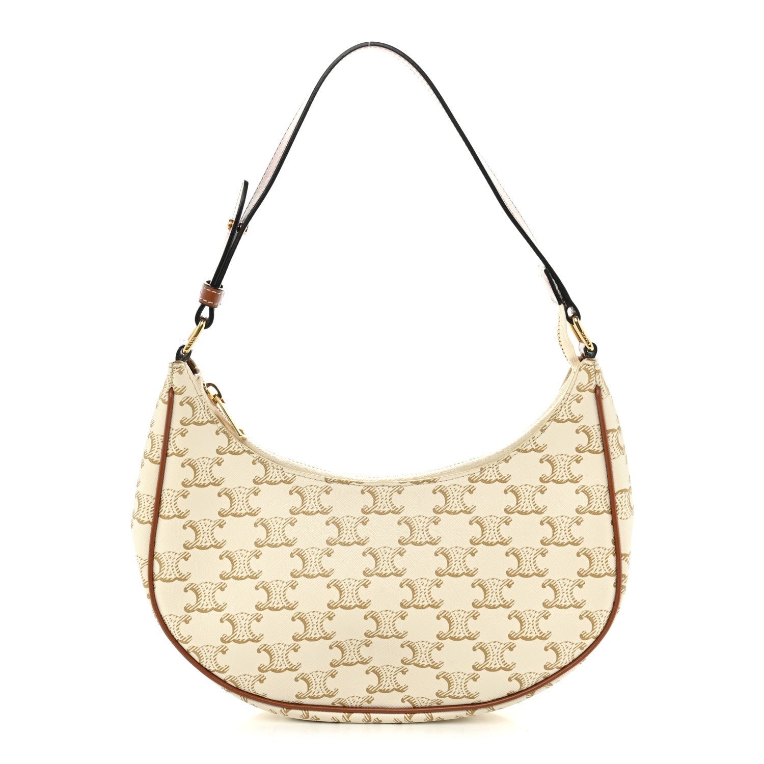 Celine Canvas Calfskin Ava Triomphe Shoulder Bag White