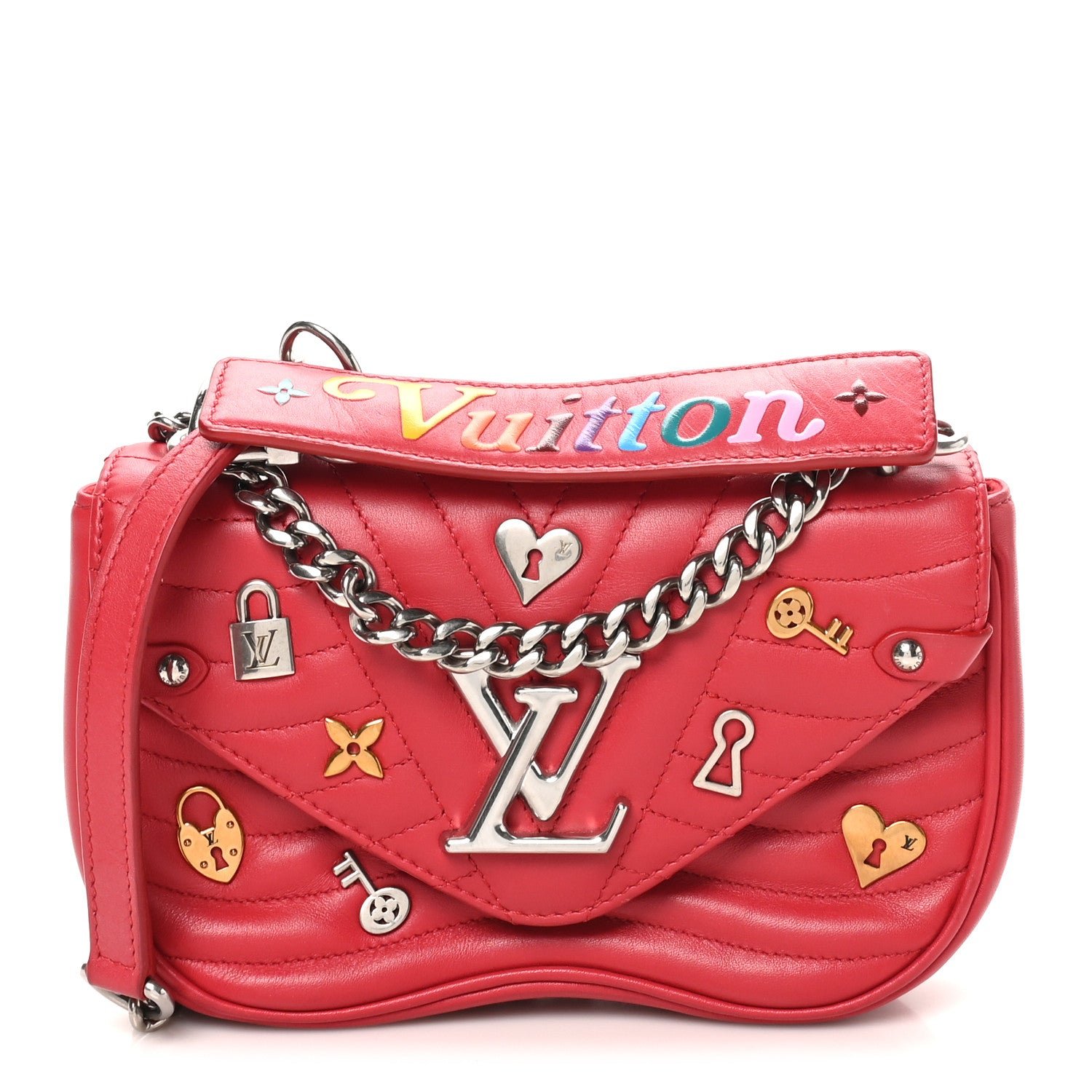 Louis Vuitton Calfskin Love Lock New Wave Chain PM Red