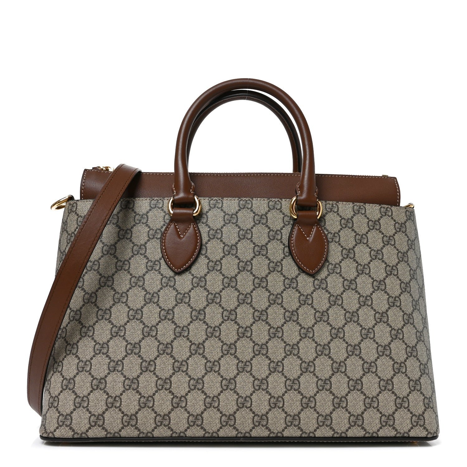 Gucci GG Supreme Monogram Large Zip Top Tote Beige Tuscany