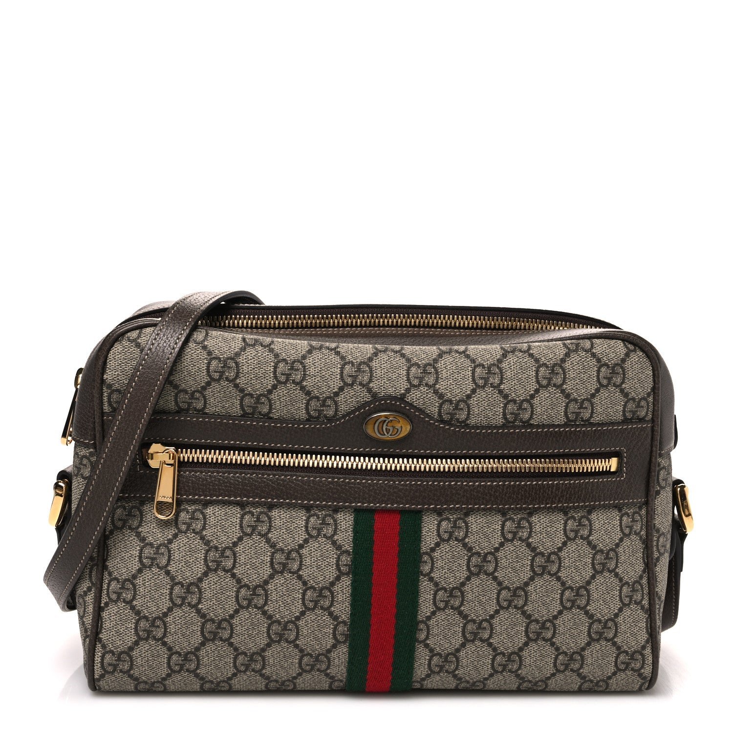 Gucci GG Supreme Monogram Web Small Ophidia Shoulder Bag Brown