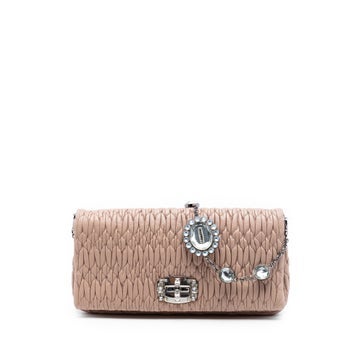 Alligator Matelasse Nappa Crystal Chain Satchel