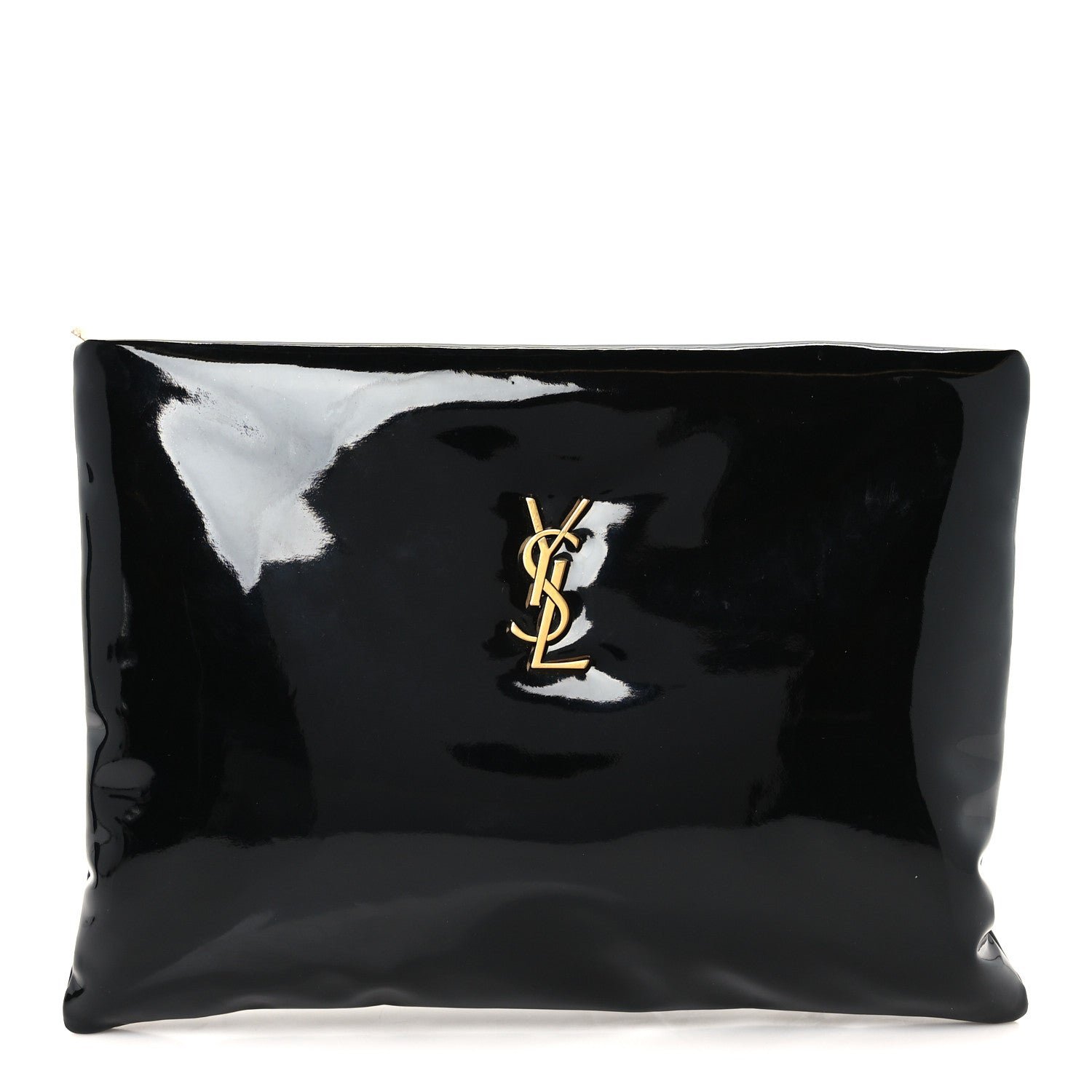 Saint Laurent Patent Large Calypso Pouch Black