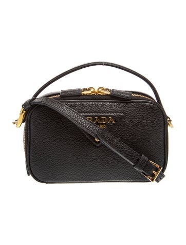 Saffiano Lux Leather Enameled Metal Triangle Shoulder Bag Mini