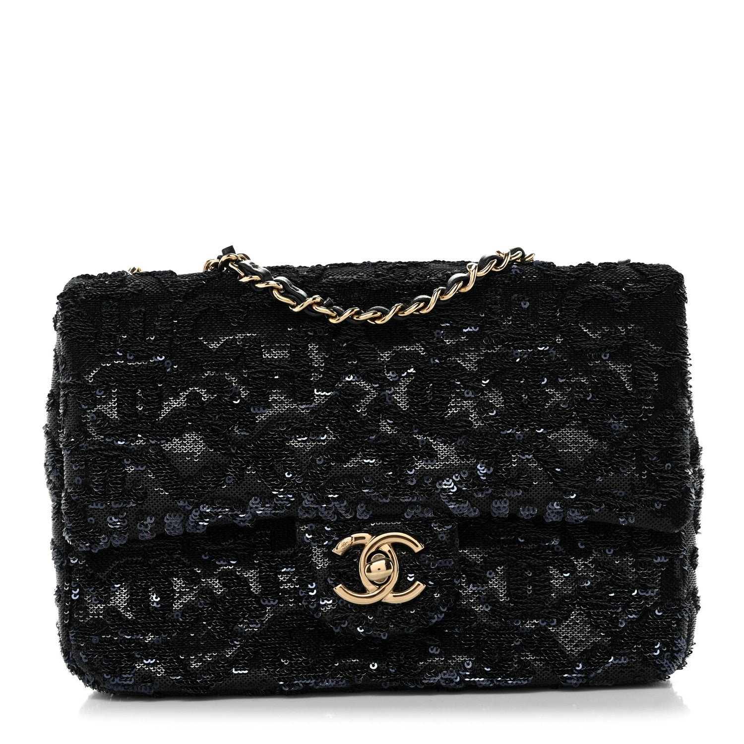 Chanel Sequin Quilted Small Single Flap Black