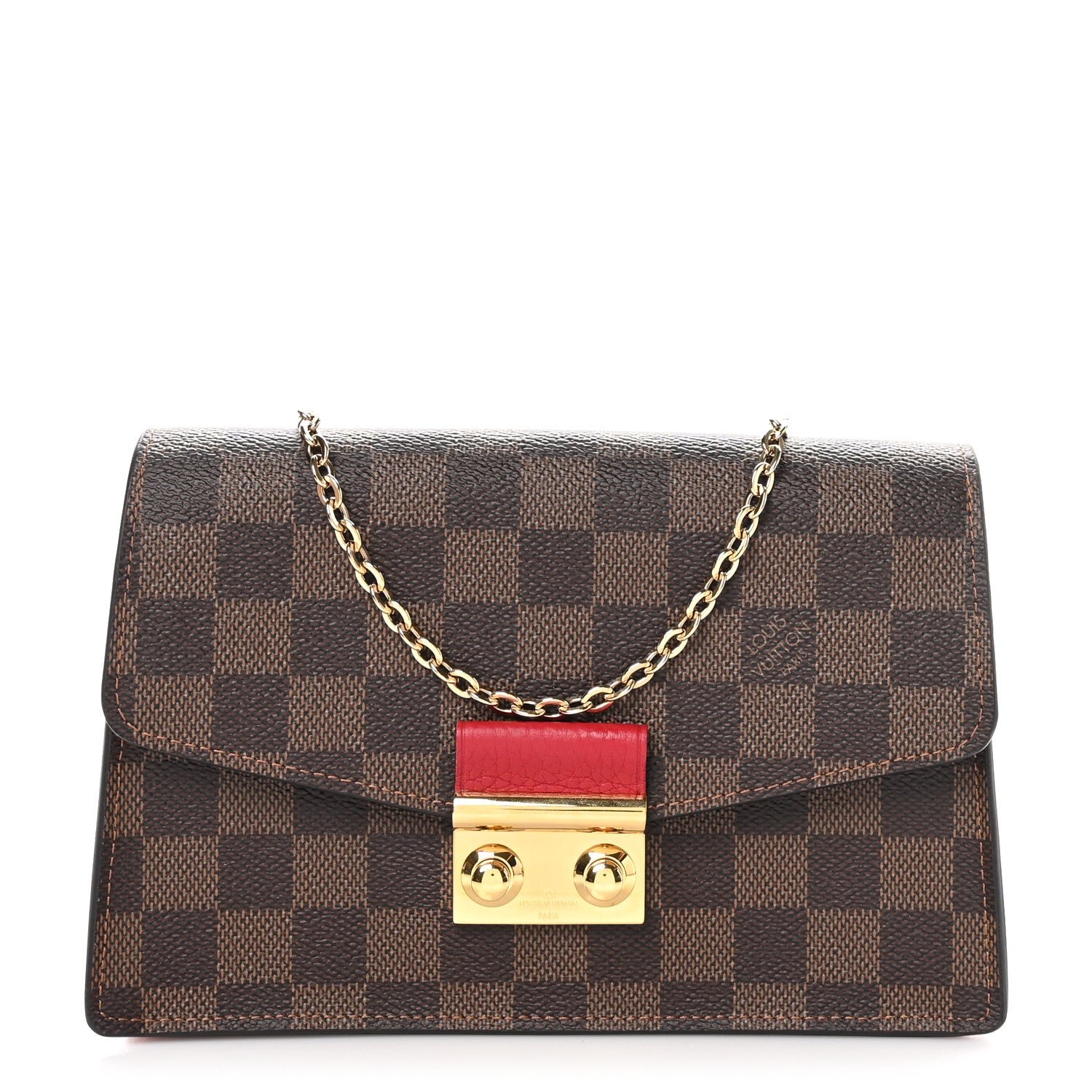 Louis Vuitton Damier Ebene Croisette Chain Wallet Scarlet