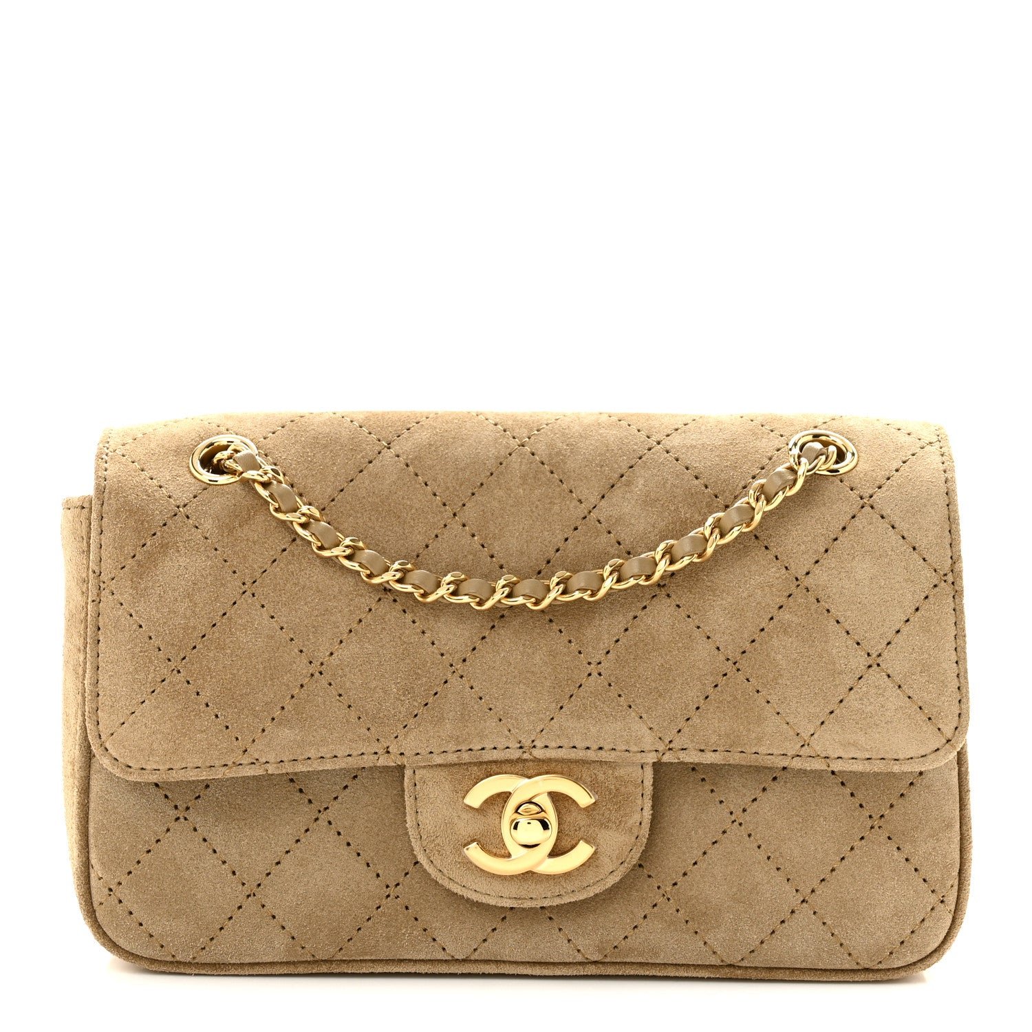 Chanel Suede Calfskin Mini Souplissimo Flap Dark Beige