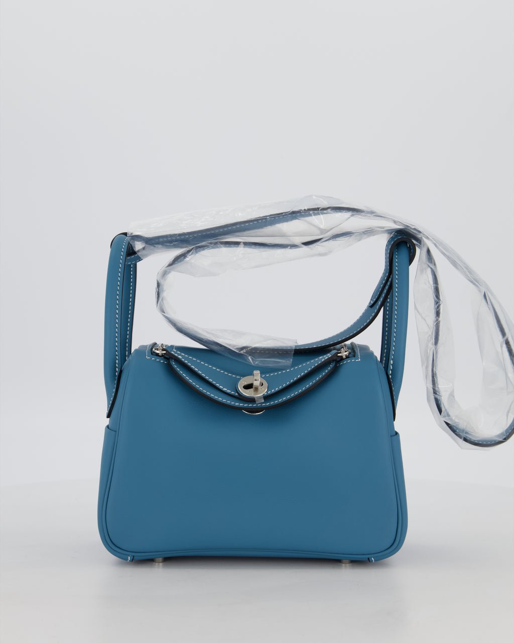 Hermes Hermès Mini Lindy Bag in Bleu Jean Swift Leather with Palladium Hardware