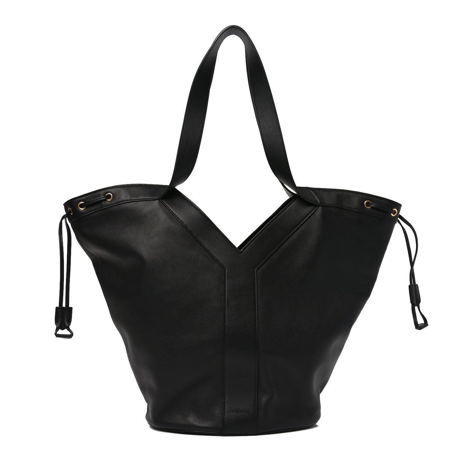 Saint Laurent Santorini Lux Calfskin Y Drawstring Tote Black