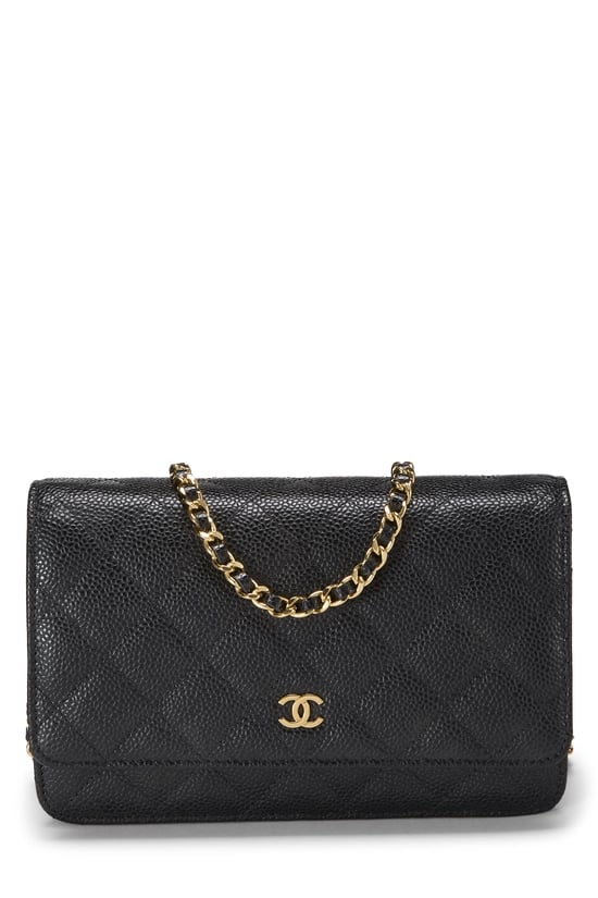 Black Caviar Classic Quilted Wallet On Chain (WOC)