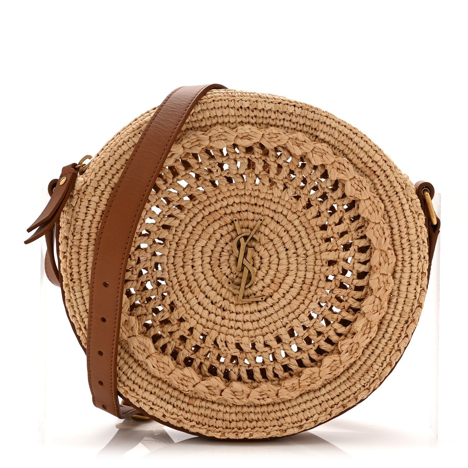 Saint Laurent Raffia Sac Round Naturel