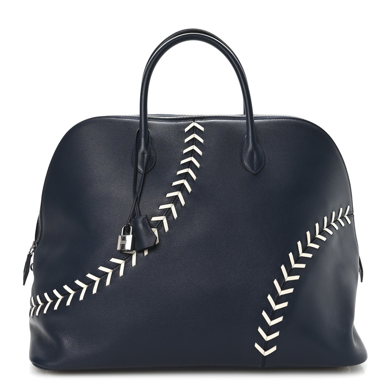 Hermes Evercolor 1923 Bolide 45 Baseball Bag Bleu De Malte Blanc