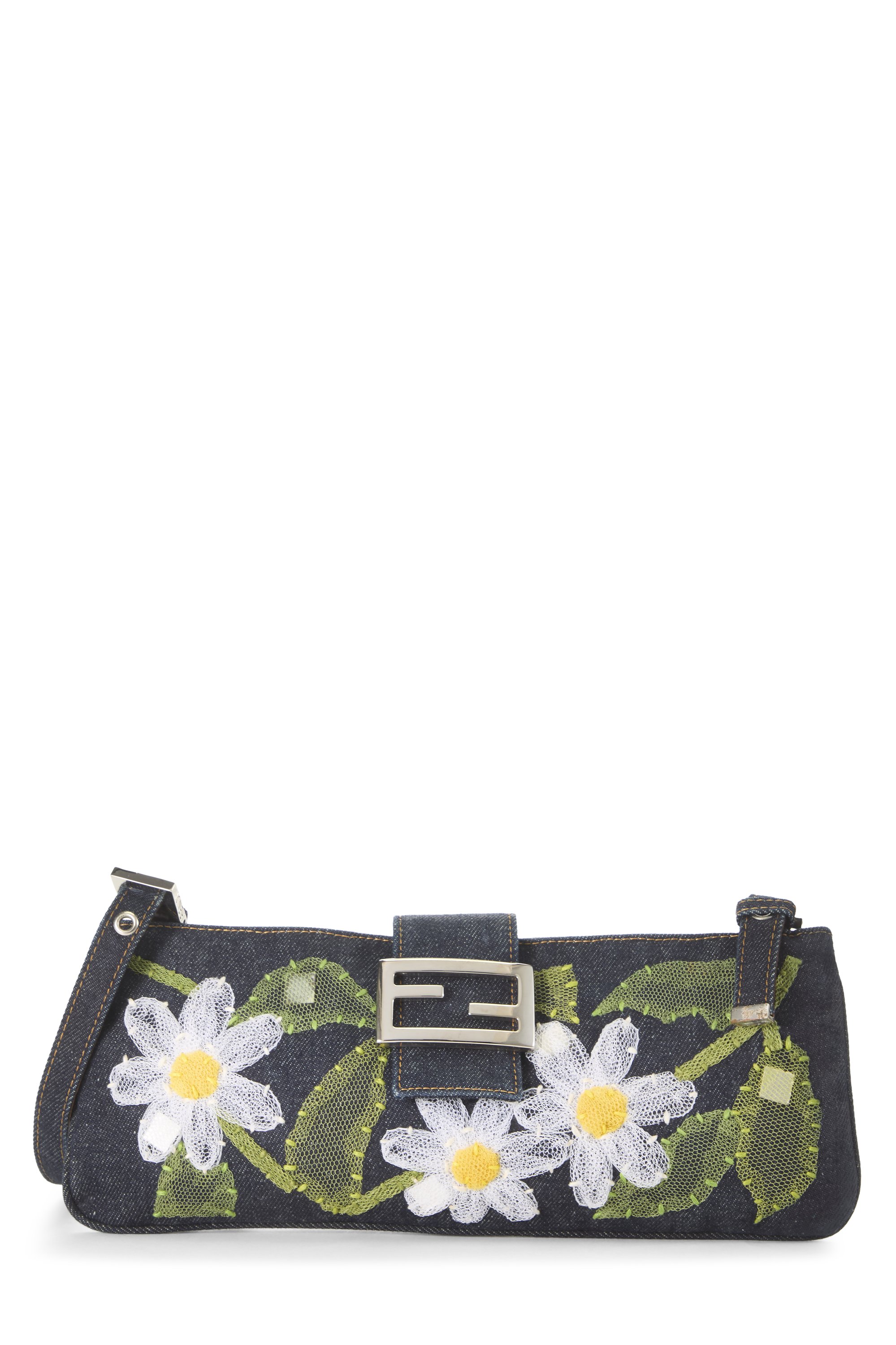 Navy Embroidered Shoulder Bag