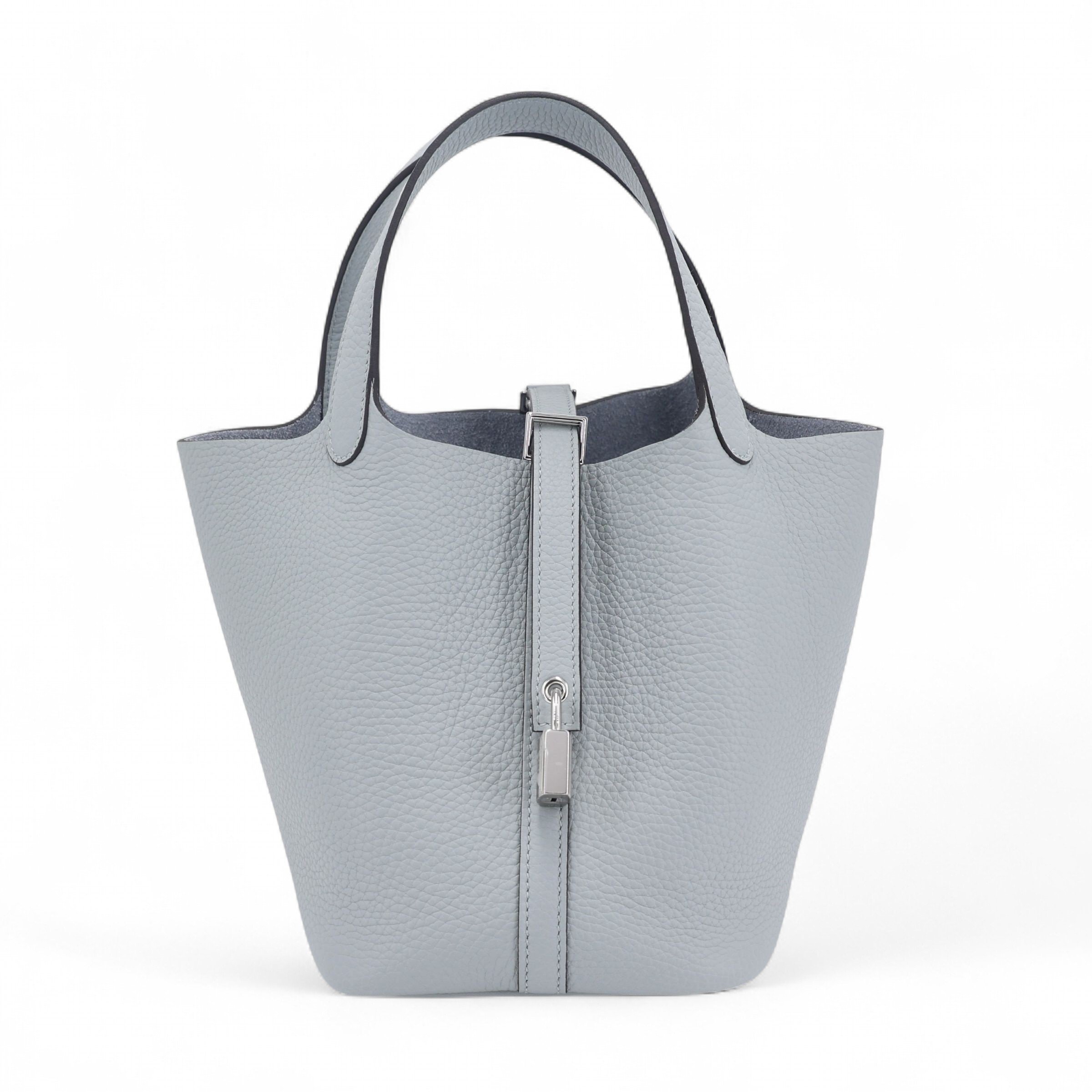 Hermes Brand New ( Rank N ) HERMÈS Picotin Lock PM Bleu Glacier (8U) Clemence Palladium hardware K (2025)