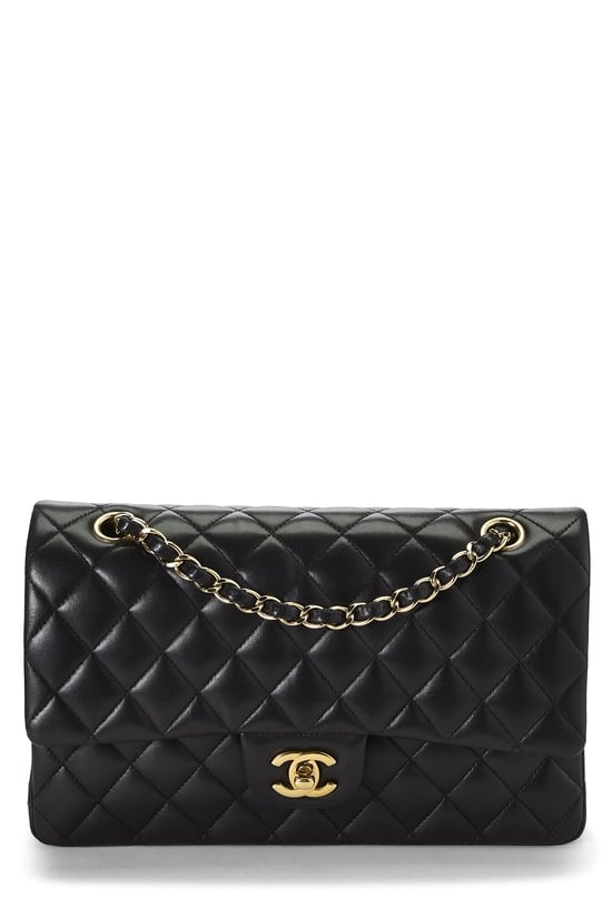 Black Quilted Lambskin Classic Double Flap Medium