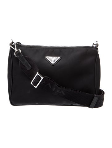 Tessuto Nylon Enameled Metal Triangle Messenger Bag