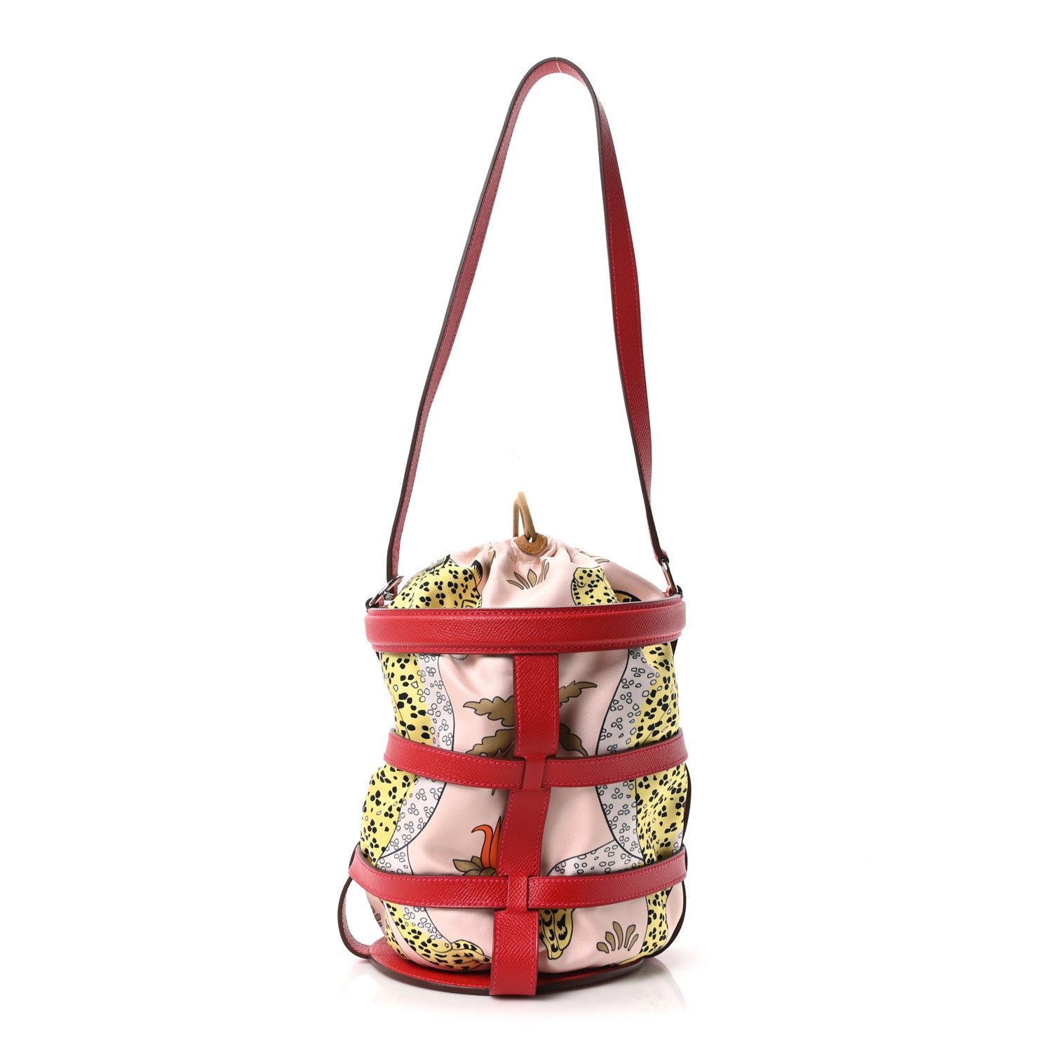 Hermes Epsom Silk Les Leopards Musardine Bag Rouge Casaque