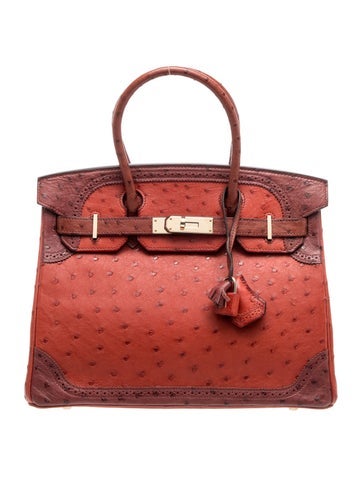 Hermes Ostrich Ghillies Birkin 30