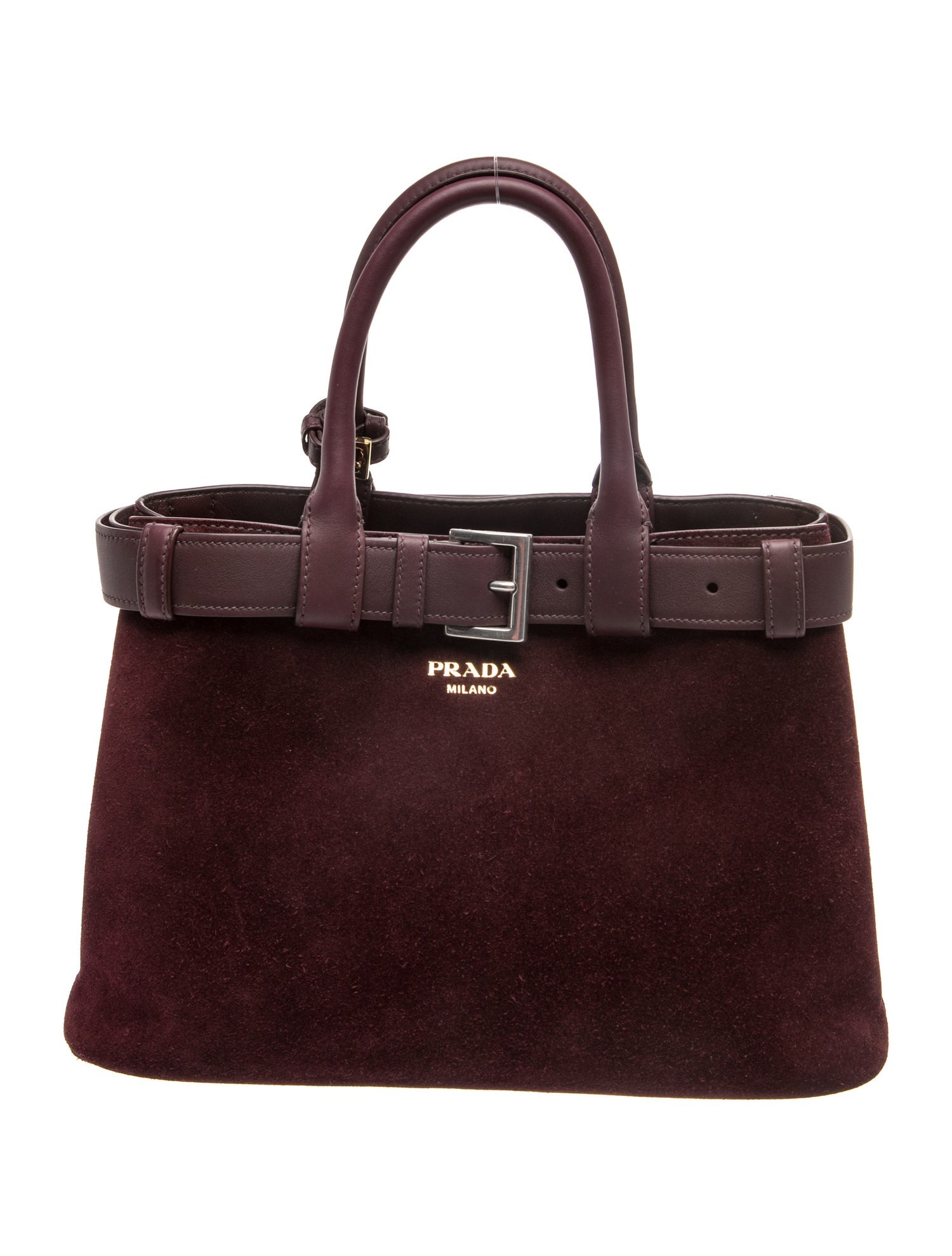 Saffiano Lux Leather Suede Buckle Bag w/ Belt